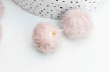 EP-Pompon fourrure rose support doré 21mm,décoration pompon imitation fourrure x2 G4496