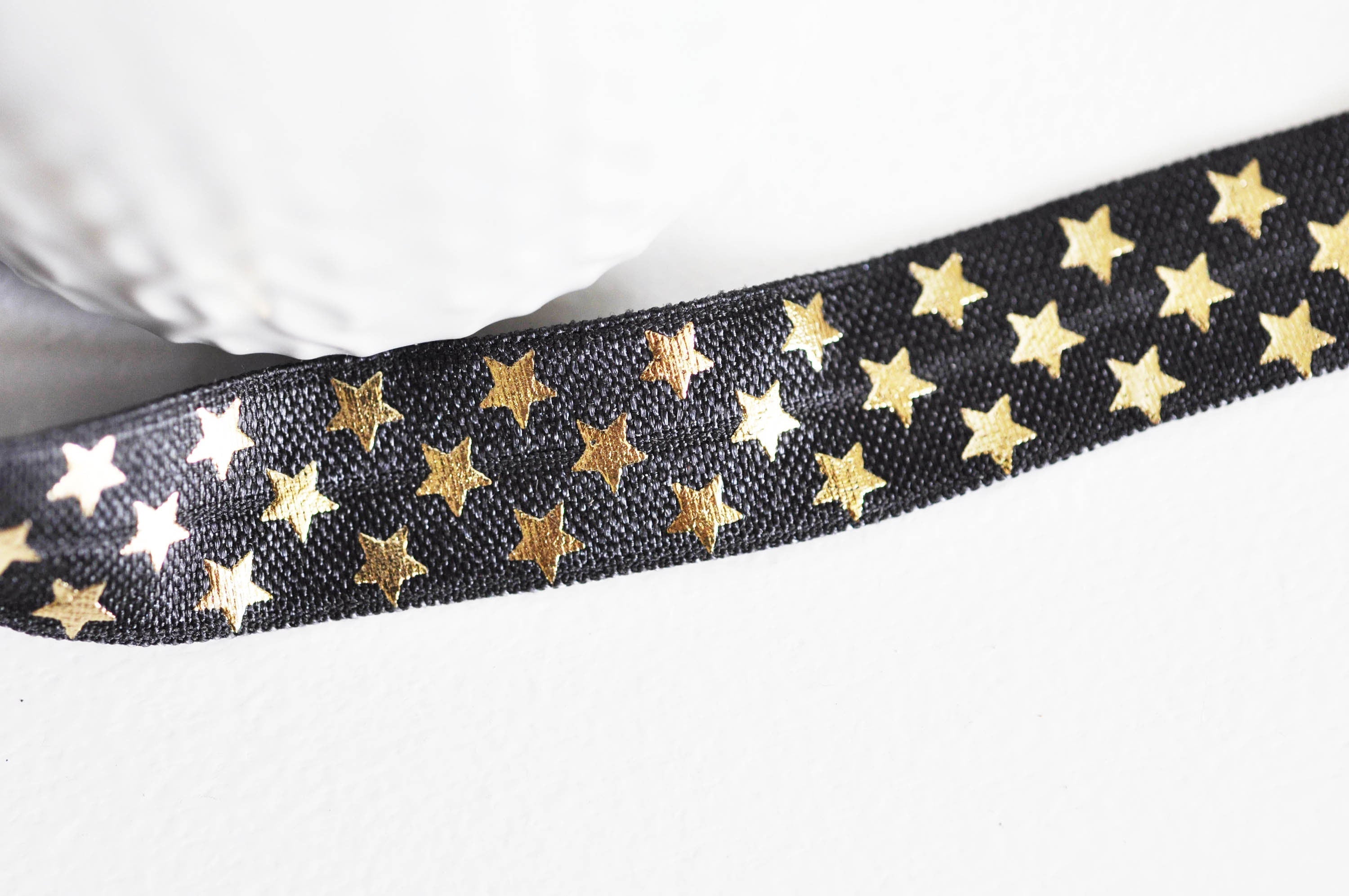 EP Ruban élastique noir et or étoiles, bracelet EVJF,16mm,1 mètre x1 G1758