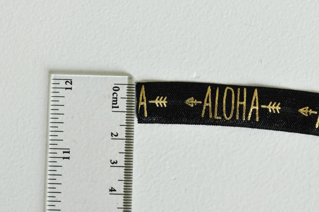 EP Ruban élastique noir or ALOHA EFJF 16mm,1 mètre-G1282