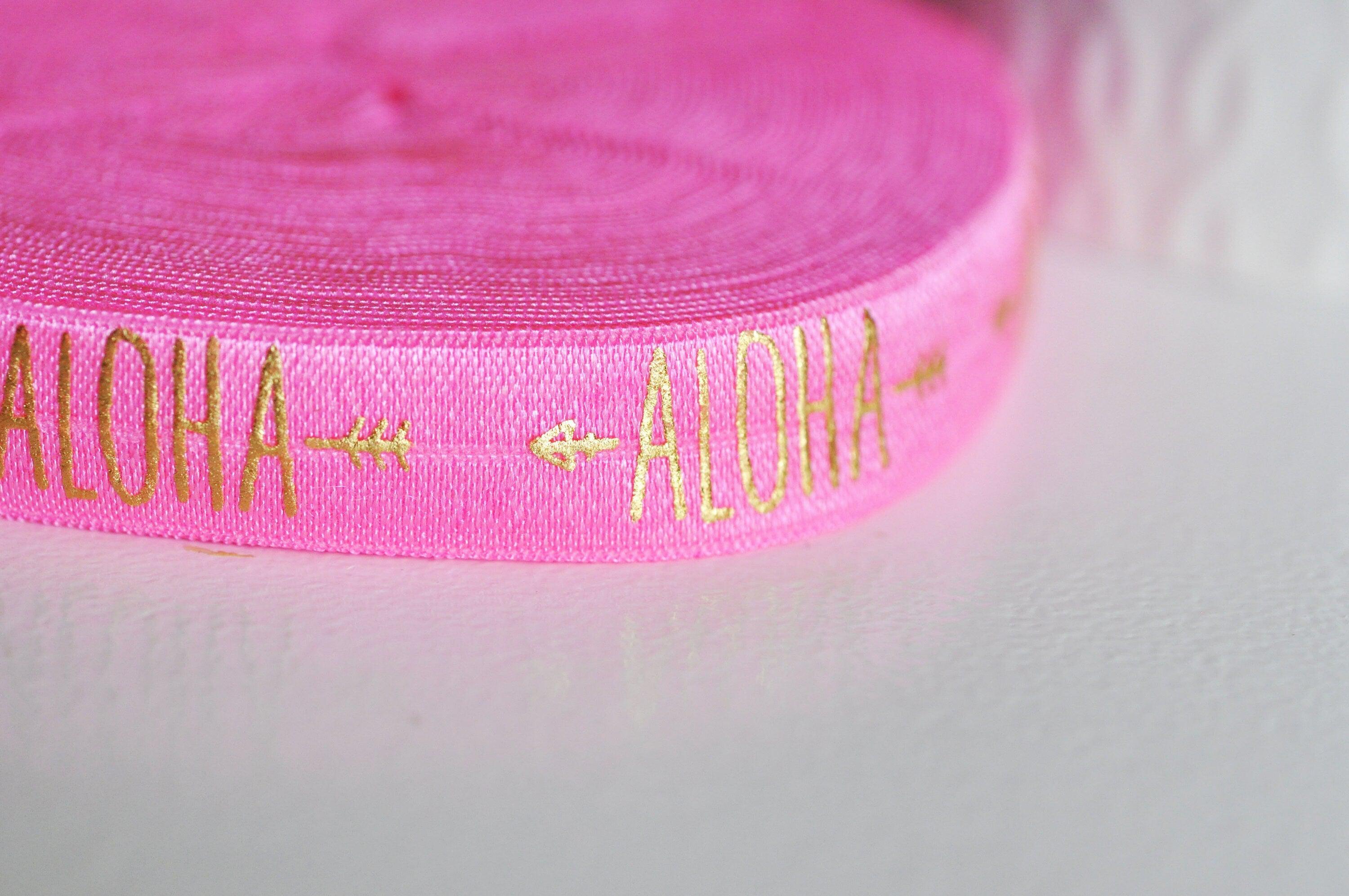 EP Ruban élastique rose or ALOHA EFJF, fabrication bijoux,bracelet EVJF,ruban mariage,scrapbooking,16mm, longueur 1 mètre-G874