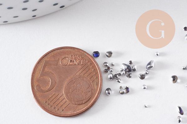 EP-Sable chips verre argenté 1.5~5mm non percé, x10gr (G0876)