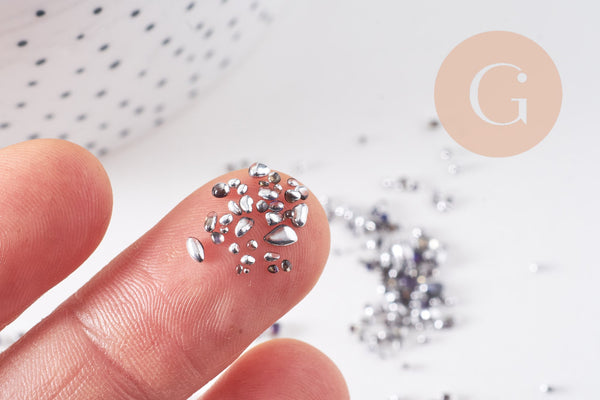 EP-Sable chips verre argenté 1.5~5mm non percé, x10gr (G0876)