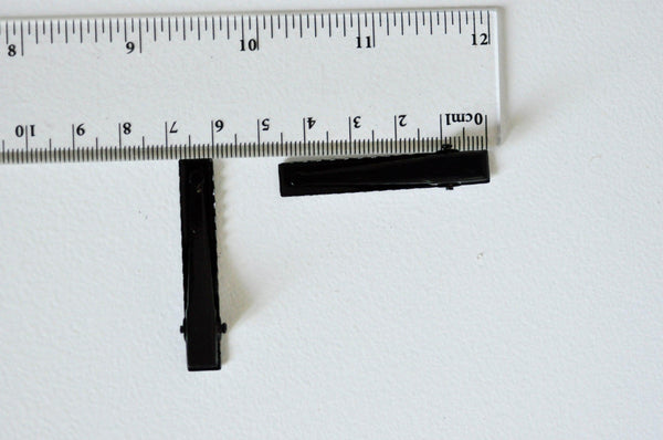 EP Supports barrette métal noir sans plateau, pince crocodile,accessoires cheveux, fabrication bijoux, x 2, 4.6cm-G1410