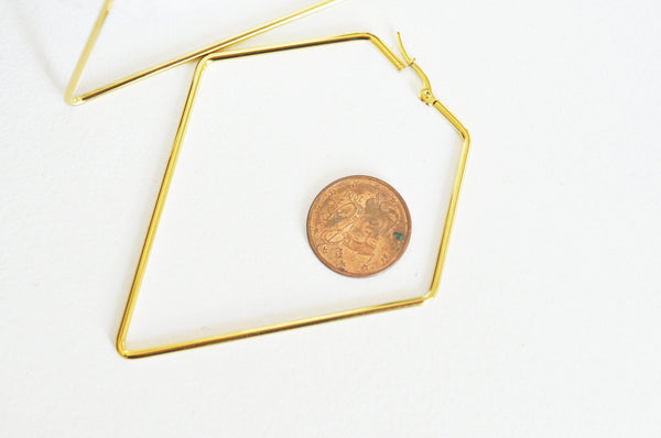 EP créole diamant géométrique acier doré 87mm, la paire,G2415