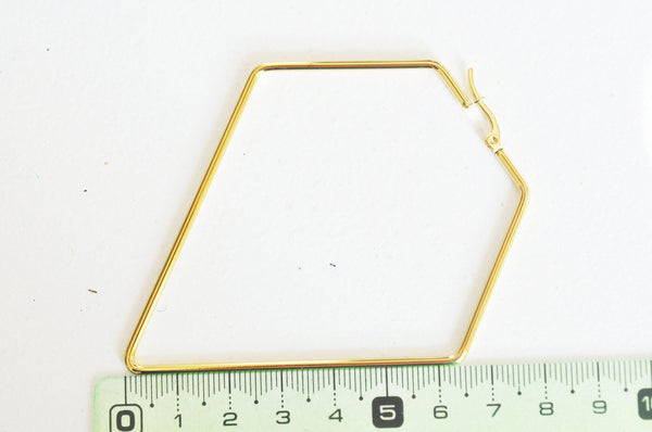 EP créole diamant géométrique acier doré 87mm, la paire,G2415