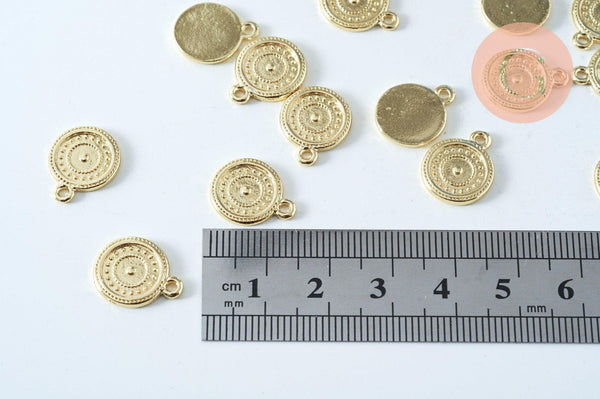 EP-pendentif médaille ronde zamac doré 18k 15mm, x1 G6008
