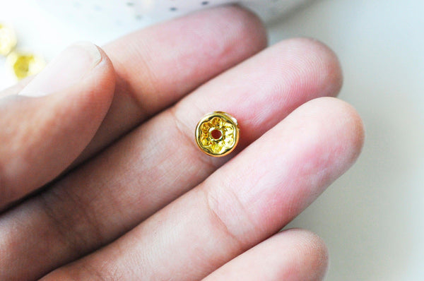 EP-perle rondelle intercalaire laiton doré zircon grade AAA, 8mm, x5 (G4121)