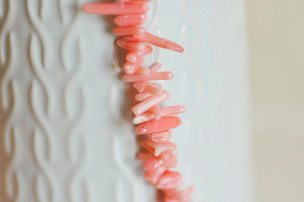 EP-perles en corail rose,perles corail, fabrication bijoux,corail naturel,perle coquillage,coquillage rose,fil 38cm,G3089