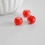 EP perles porcelaine rouge, fournitures créatives,perles céramique,porcelaine émaillée,perle ronde, création bijoux,x 5, 1.5cm G4902