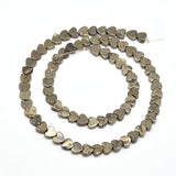 EP perles pyrite coeur,perles pyrite, fabrication bijoux, pyrite naturelle, coeur pierre pyrite,création bijoux,6mm,fil de 70 perles,G3408
