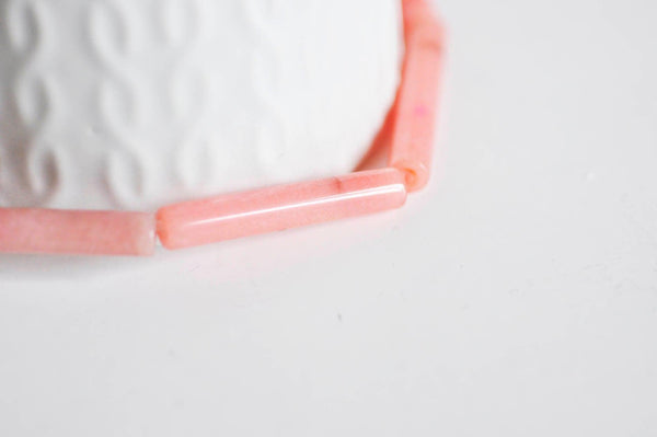 EP perles tube jade rose Naturel 36mm, x1 fil G2756