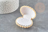 Ecrin bijou coquillage Velours jaune moutarde 3.5x3.8cm, x1 (G5097)