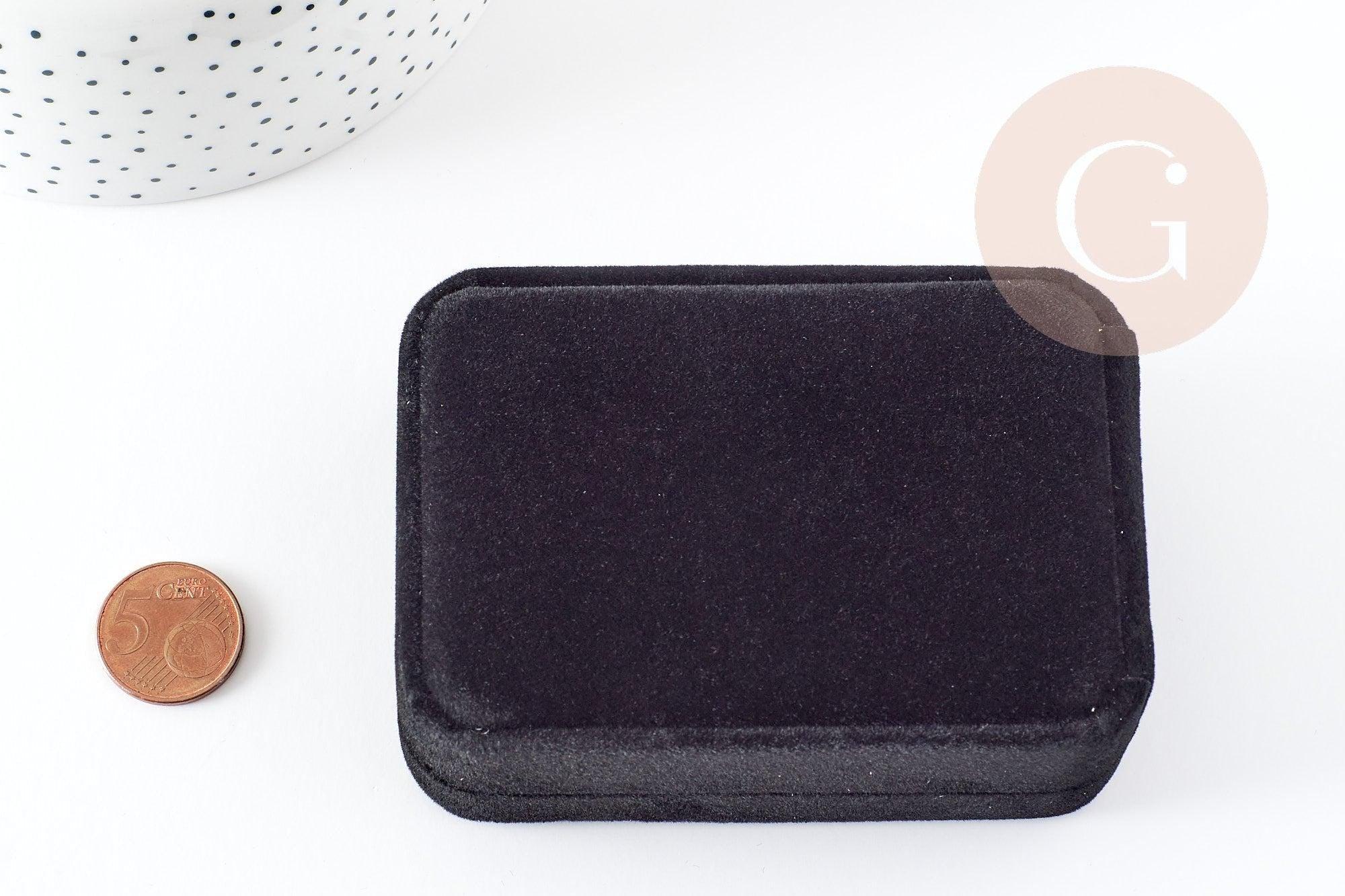 Ecrin bijoux velour Noir rectangle 100mm, x1 (G3837)