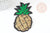 Ecusson brodé à repasser ananas jaune vert doré customisation vêtement, écusson thermocollant fruit,patch brodé,83mm, x1 G5078
