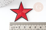 Ecusson brodé à repasser étoile rouge customisation vêtement, écusson thermocollant,patch écusson brodé,43.5mm, x2 G2856