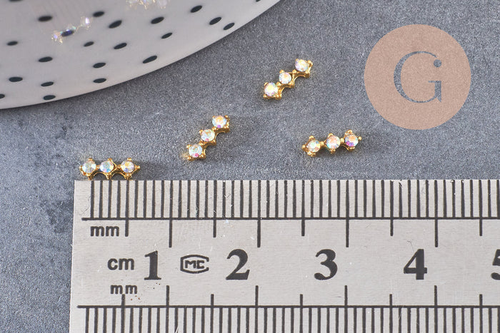Element à coller zamac doré et zircon AB 57x2.2mm, x2 (G5252)