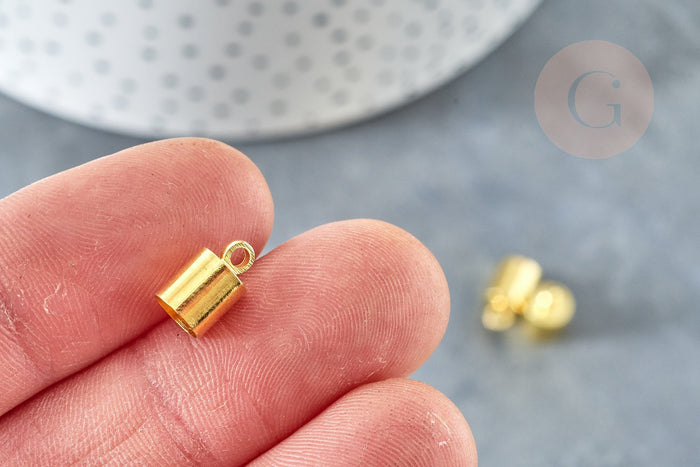 Embouts corde laiton doré à coller 9.5x6mm, x10 (G8363)
