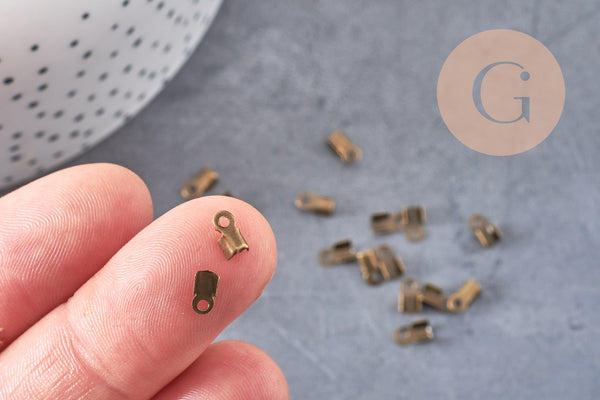 Embouts corde métal bronze à pincer 6mm, x100 (G2164)