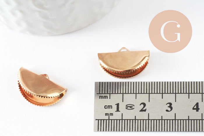 Embouts corde métal doré à pincer demi-cercle doré 12.5x20mm, x10 (G3895)