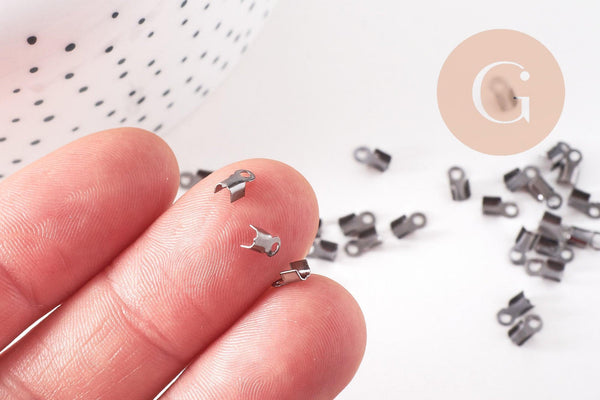 Embouts corde noirs metalgun à pincer 6mm, x100 (G2165)