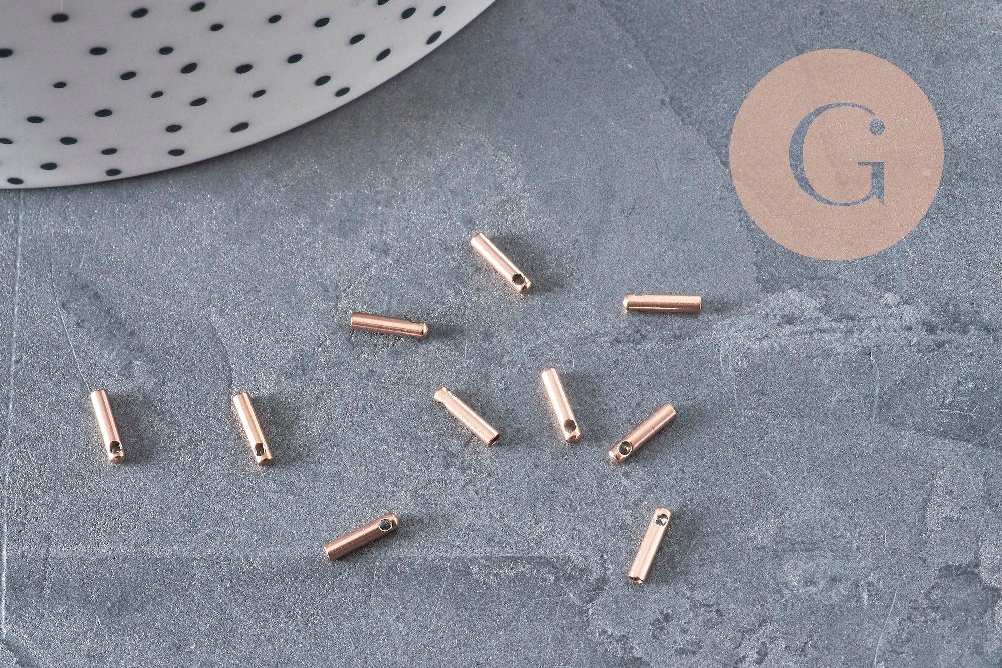 Dix embouts de cordon cylindriques en acier inoxydable couleur or rose, 7x1.6mm, pour finitions de bijoux DIY.