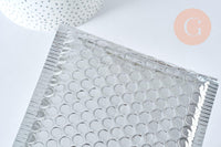 Enveloppes à bulles en plastique métallisé argent 22.5x15cm, x10 (G6812)
