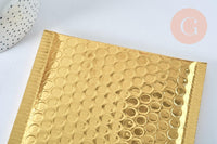 Enveloppes à bulles en plastique métallisé doré 22.5x15cm, x10 (G6809)
