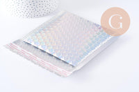 Enveloppes à bulles métallisé argent holographique 15x13cm, x8 (G10063)