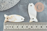 Perle poisson nacre blanche naturelle 42mm, x2 (G1055)