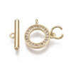 Fermoir T laiton doré 18k cristaux zircon 18mm, x1 (G5302)