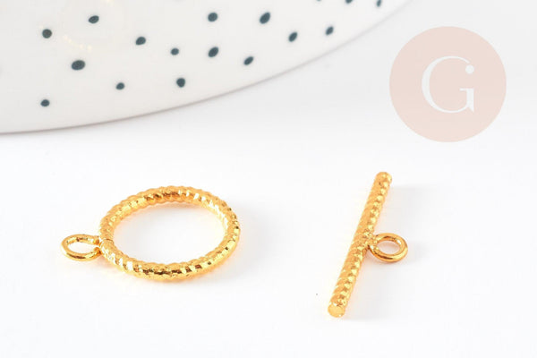 Fermoir T torsadé laiton doré 16mm, x1 (G2831)