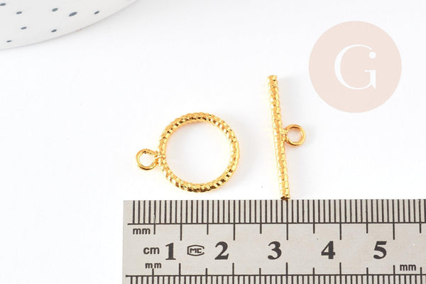 Fermoir T torsadé laiton doré 16mm, x1 (G2831)