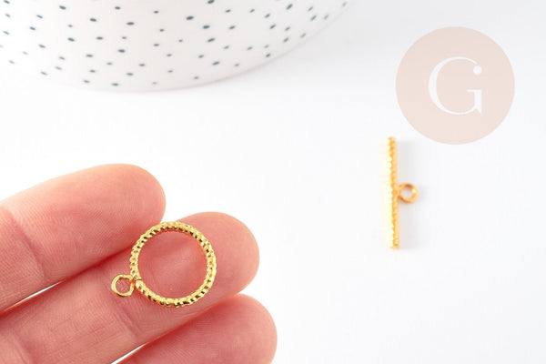 Fermoir T torsadé laiton doré 16mm, x1 (G2831)