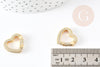 Fermoir à clapet coeur laiton doré et strass 18mm, x1 (G5243)