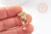 Fermoir à clipser léopard laiton doré et strass 31mm, x1 (G4066)