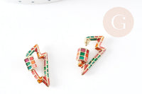 Fermoir à vis éclair laiton doré émail cloisonné 26mm, x1 (G2741)