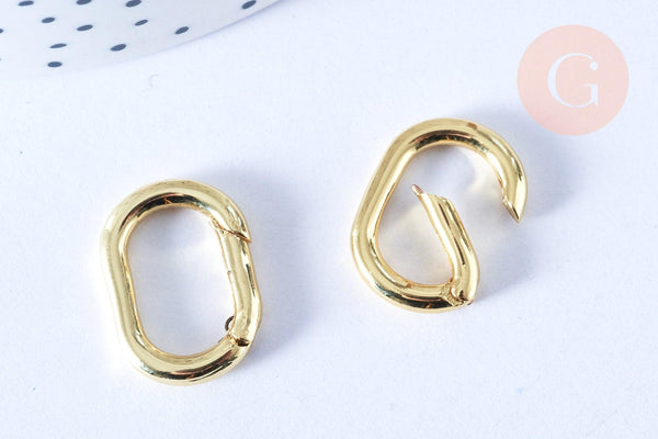 Fermoir mousqueton à clapet en laiton doré 18K 19.5mm, x1 (G7252)