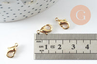 Fermoir mousqueton laiton doré 12mm, x10 (G10116)