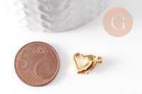 Fermoirs mousquetons coeur acier 304 inoxydable doré 14mm, x5 (G4057)