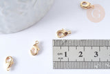 Fermoirs mousquetons laiton doré 14k 9mm pince homard, x10 (G1318)