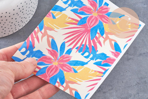 Feuille de transfert polymère –Grandes fleurs tropicales 14x10 cm, x1 (G10782)