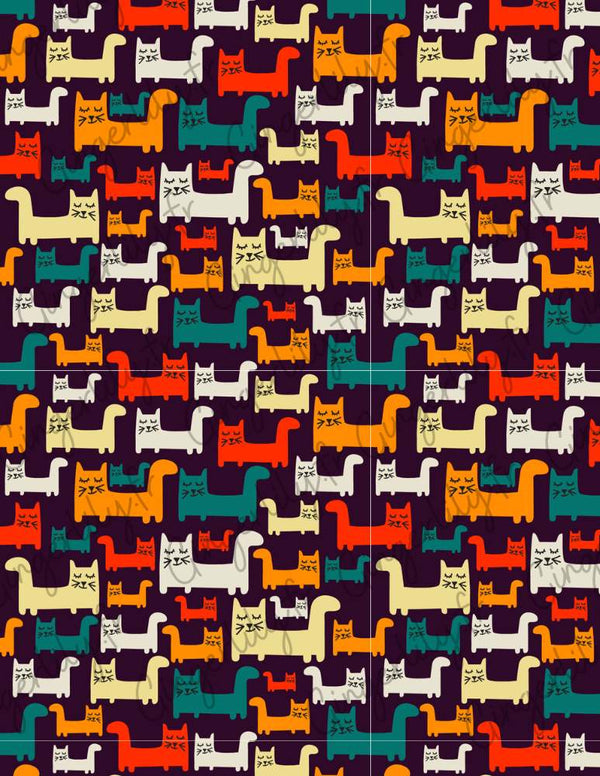 Feuille de transfert polymère – Motif Chats colorés 14x10 cm, x1 (G11013)