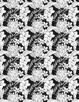 Feuille de transfert polymère – fleurs tropicales fond noir 14x10 cm, x1 (G10785)