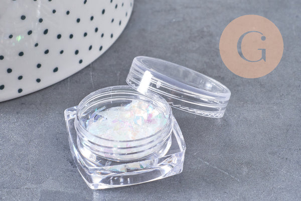 Feuille holographique pour création de bijoux, inclusion résine ou création pâte polymère, x1 boite de 0.3 grammes (G5898)