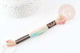 Fil à broder polyester dégradé rose turquoise 0.5mm, fil original, pour bracelet brésilien, fil à broder ou scrapbooking, x8 mètres G9357