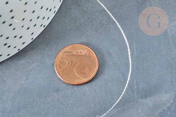 Fil argent métallisé nylon à broder-couture-bijoux 0.6mm,x5 mètres (G8138)