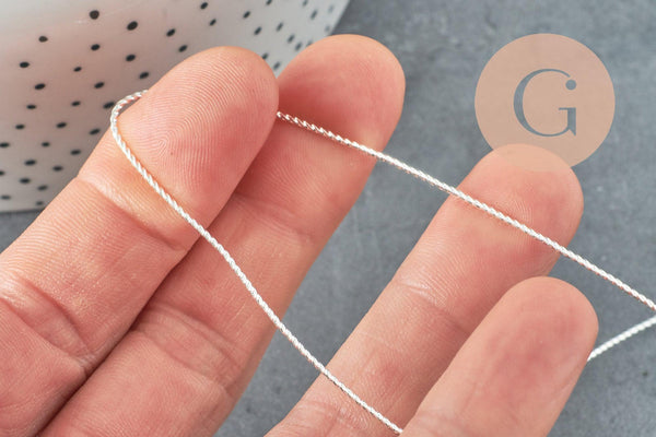Fil métallique laiton argenté torsadé 0.8mm,x1 mètre G9640
