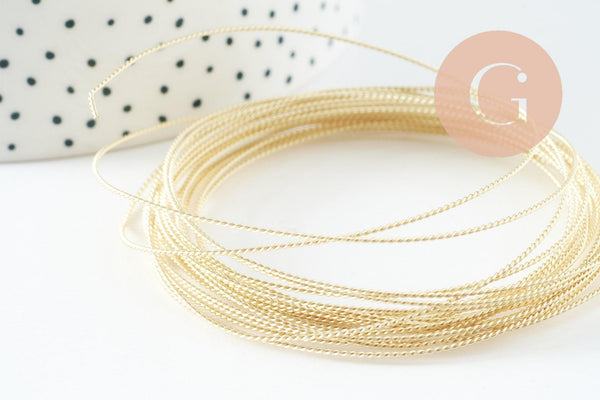 Fil métallique laiton doré torsadé 0.8mm, x1 mètre (G9642)