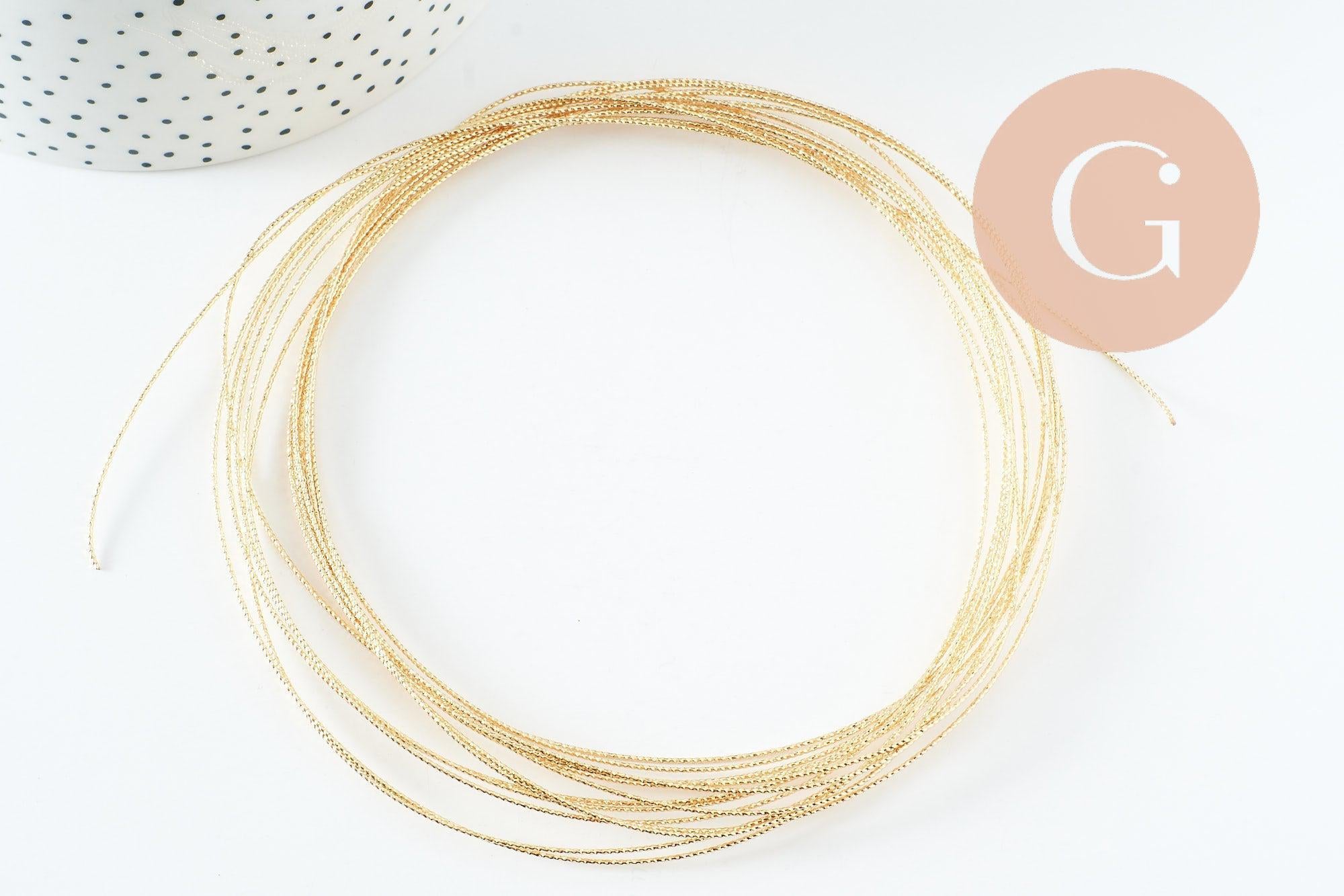 Fil métallique laiton doré torsadé fin 0.8mm, x1 mètre (G9643)