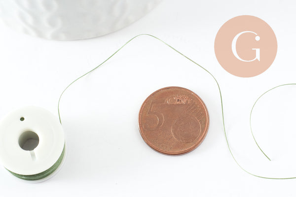 Fil pour tissage de perles delica miyuki nylon vert kaki 0.1mm, x1 rouleau de 46 mètres (G10565)